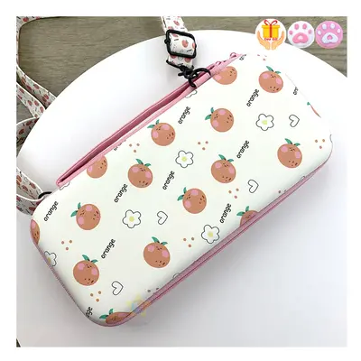 (For Switch Orange) Sakura Pink Portable Storage Bag for Switch Travel Carrying Cherry Blossoms 