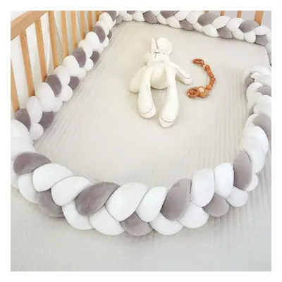 (3.5 m, A05) Cot Bumper Braided Baby Crib Bumper Padded Knotted Cot Bed Bumper Bed Surrounds Bed