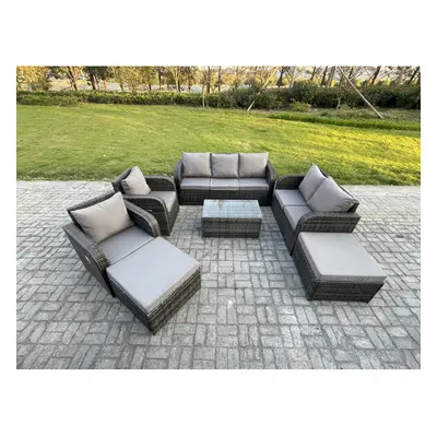 Fimous Wicker PE Rattan Garden Furniture Set Seater Outdoor Lounge Sofa Set with Love Sofa Coffe