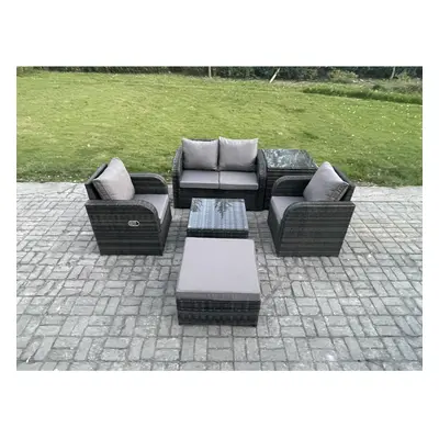 Fimous Wicker PE Rattan Garden Furniture Set Outdoor Lounge Sofa Set with Love Sofa Square Coffe