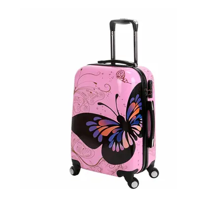 (Pink, Small) Hampton & Stewart Butterfly Hard Shell Suitcase