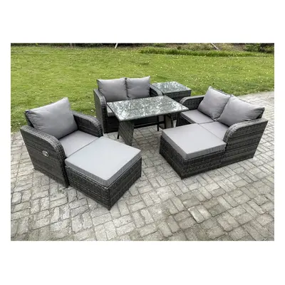 Fimous Seater Outdoor Garden Dining Sets Rattan Furniture With Love Sofa Big Footstool Side Tabl