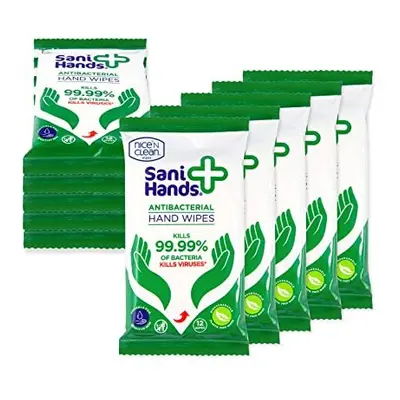 Sani Hands - Anti-bacterial Hand Wipes - Dermatologically Tested, Biodegradable Wet Wipes - 10x1