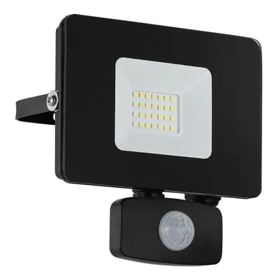 IP44 Outdoor Flood Light & PIR Sensor Black Aluminium 20W Built in LED