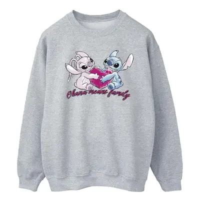 (XXL, Sports Grey) Disney Mens Lilo And Stitch Ohana Heart With Angel Sweatshirt