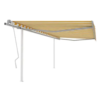 Manual Retractable Awning with Posts 4x3 m Yellow and White