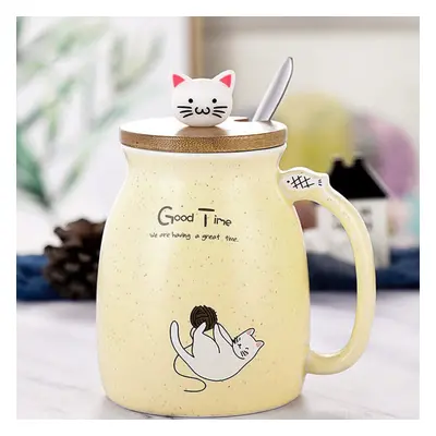 (Yellow) Cat Kitten Ceramic Coffee Mug Tea Cup