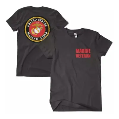 Marine Veteran Men's T-Shirt Black 2-Sided - Medium