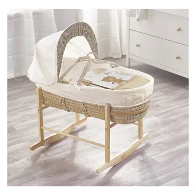 Tiny Ted Cream Palm Moses Basket with Rocking Stand Natural