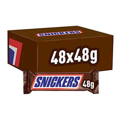 Snickers, Caramel & Peanuts Bulk Chocolate Box, Milk Chocolate Bars Case x 48g