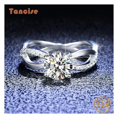 (silver, 11) Tancise Classic Sterling Silver Moissanite Ring Ladies Jewelry Wedding Promise Part