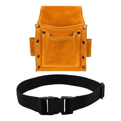 (Option with Belt) Retro Pouch Hardware Organizer Multipurpose Artificial Leather Portable Tool 