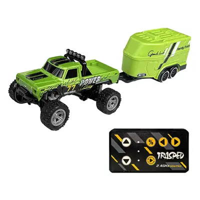 (Green) Mini RC Monster Truck 1:64 Scale Mini Off-Road Climbing Car 2.4Ghz Remote Control Adjust