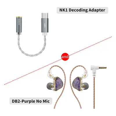 (PurpleNoMic and NK1) NiceHCK DB2 Microphone HiFi Music Earphone 1DD+1BA Hybrid Dual Driver