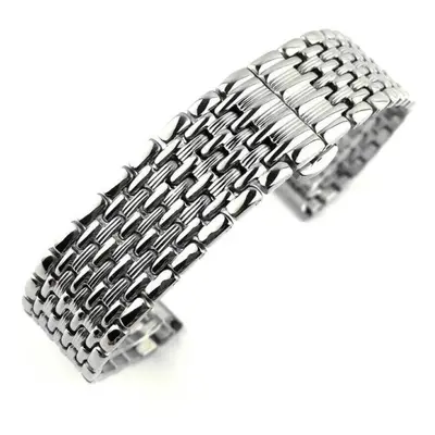 (Silver 22mm) 12/13/14/16/18/20/22mm Butterfly Buckle Watch Band Strap Stainless Steel Watchband