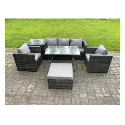 Fimous Seater Wicker Rattan Outdoor Furniture Garden Dining Set with Sofa Oblong Dining Table Ar