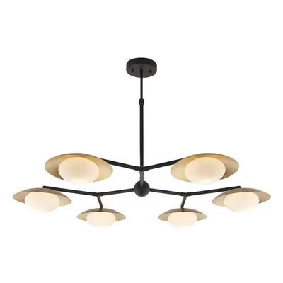 Gold & Bronze Semi Flush Bulb Ceiling Light - Pebble Shaped Opal Glass Shades