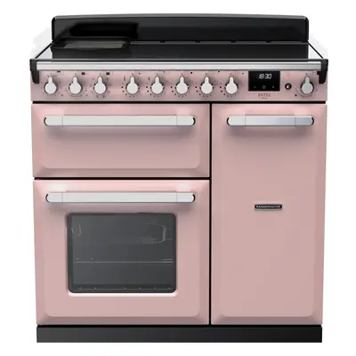 Rangemaster Estel Deluxe 90cm Electric Range Cooker with Induction Hob - Pale Pink / Chrome - A/