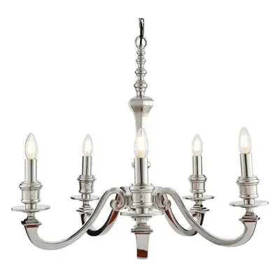 5 Light Chandelier Pendant POLISHED ALUMINIUM Ceiling Hanging Candelabra Lamp