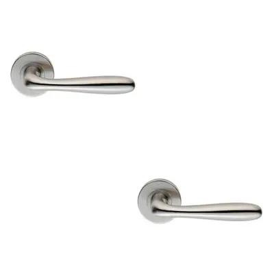 2x PAIR Smooth Rounded Bar Handle on 8mm Round Rose Concealed Fix Satin Steel