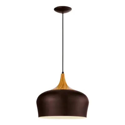 Pendant Ceiling Light Brown with Cream Inner Coloured Steel Bulb E27 1x60W