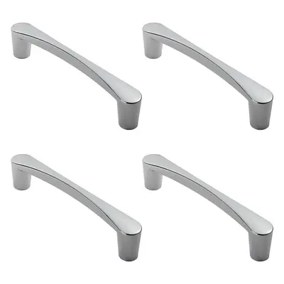 4x Curved D Shape Pull Handle x 18.5mm 128mm Fixing Centres Polished Chrome