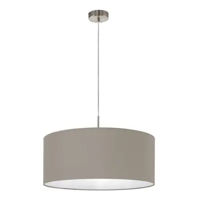 Pendant Light Colour Satin Nickel Steel Shade Taupe Fabric Bulb E27 1x60W