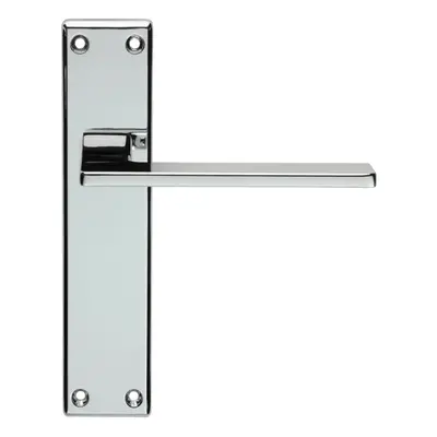 Flat Straight Lever on Latch Backplate Door Handle x 40mm Polished Chrome