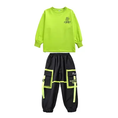 (green, 180cm) Children&apos;s Hip-hop Trendy Clothes Boys Hip-hop Overalls Trendy Pants Girls&a