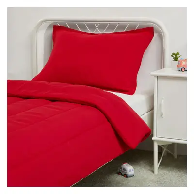 Amazon Basics Piece Microfiber Kids Comforter and Pillow Sham Set Toddler Red Solid