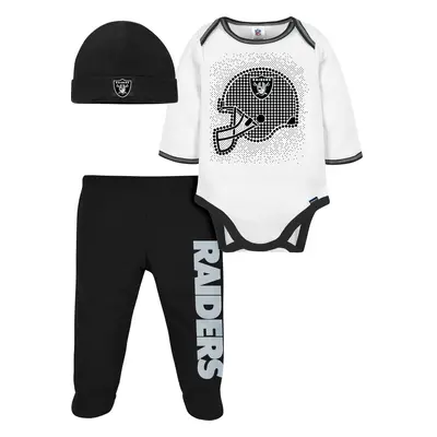 Gerber NFL Oakland Raiders Pack Bodysuit Footed Pant and Cap Registry Gift Set for Unisex Babies