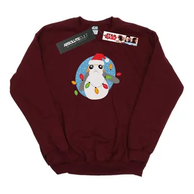 (M, Burgundy) Star Wars Mens The Last Jedi Porg Christmas Lights Sweatshirt