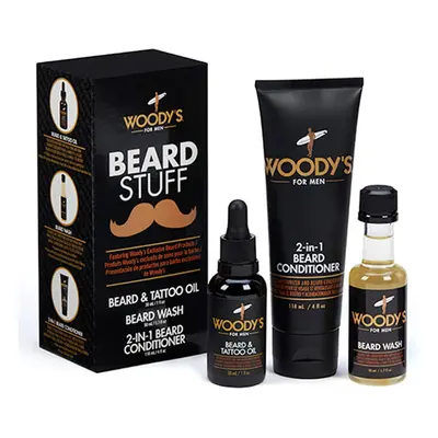 Woody's Beard Stuff Piece Kit, Beard & Tattoo Oil, Wash, in Faci