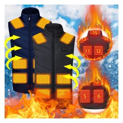 (blue, L) Newly Upgraded Four-control Heating Vest Constant Temperature Intelligent Electric Hea