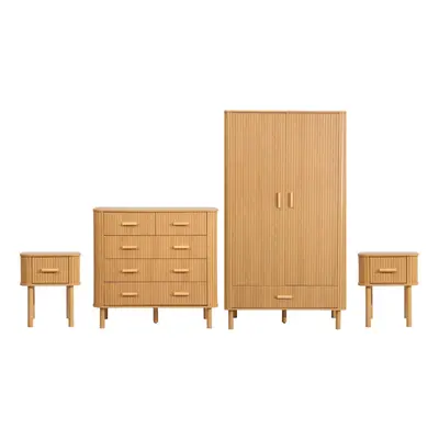 Oak Wooden Piece Furniture Set Wardrobe Chest of Drawers Bedsides Birlea Axel