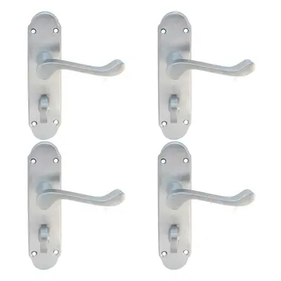 4x PAIR Victorian Upturned Handle on Bahtroom Backplate x 42mm Satin Chrome