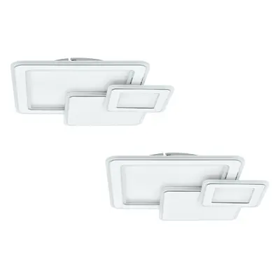 2 PACK Wall Flush Ceiling Light Colour White Chrome Shade White Plastic LED 50W