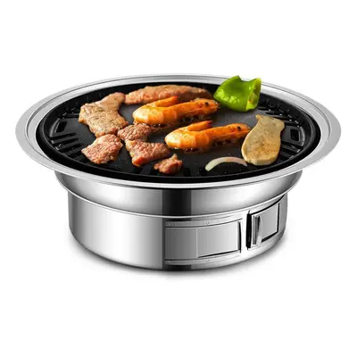 (silver) Charcoal Grill Nonstick Korean Barbecue Grill Portable Stainless Steel Bbq Charcoal Gri