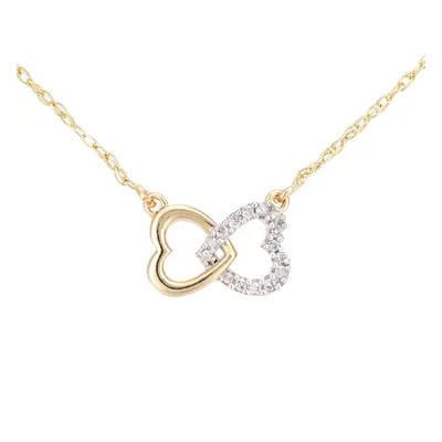 Jewelco London 9ct Yellow Gold Round 7pts Diamond Heart Infinity Charm Necklace inch 46cm - PP0A