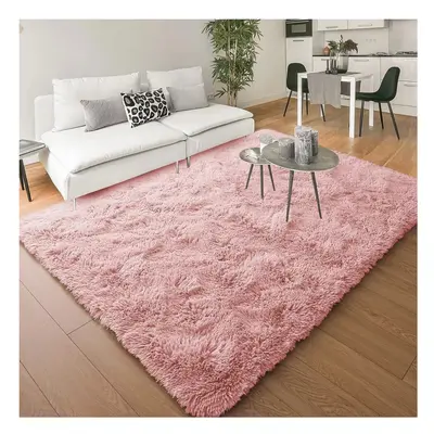 (160cm x 230cm (5ft 3" x 7ft 6"), Pink) Non Slip Rugs Shaggy Thick Large Living Room Rugs Bedroo