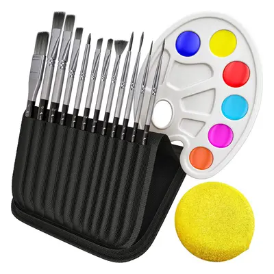 Pro Paint Brushes Set for Acrylic Oil Watercolor Face and Body Painting Synthetic Nylon Tips Set