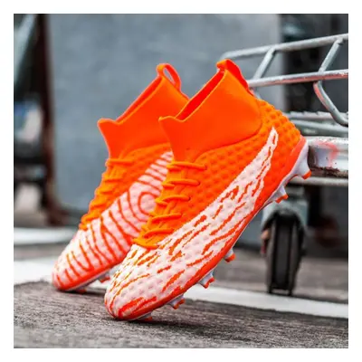 (orange, 44) Men Soccer Shoes Kids Football Boots Women Professional Soccer Cleats Antiskid Chau