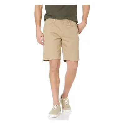 Mens Straight-Fit Inseam Stretch 5-Pocket Short, Khaki Brown