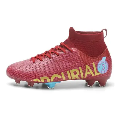 (purple,red, 45) Men&apos;s Football Boots High-gang Socks Port Ag Long Nail Professional Compet