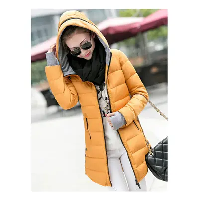 (DarkYellow, M) Autumn Winter Clothes Women Down Cotton Fashion Ladies Hooded Coat Female Mediul