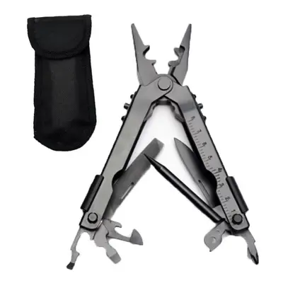 (Black) Stainless Steel Multi-tool Pocket Knife Pliers With Lock Function Home Outdoor Emergency