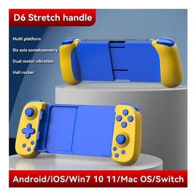 (yellow blue) D6 Wireless Stretching Extendable Gaming Controller Bluetooth-Compatible