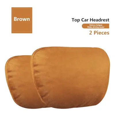 (2Pcs Brown) Car Headrest Seat Neck Pillow for Maybach class Benz Traveling Neck