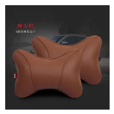 (coffee pair) Car Neck Pillow Leather Seat Headrest Car Rest Cushion Car-Styling 1Pair