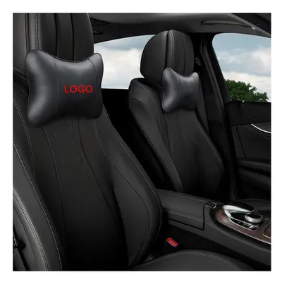 (For Subaru) 2Pcs Embroidery Car Neck Pillow Pu Leather Seat support Headrest For Mercedes